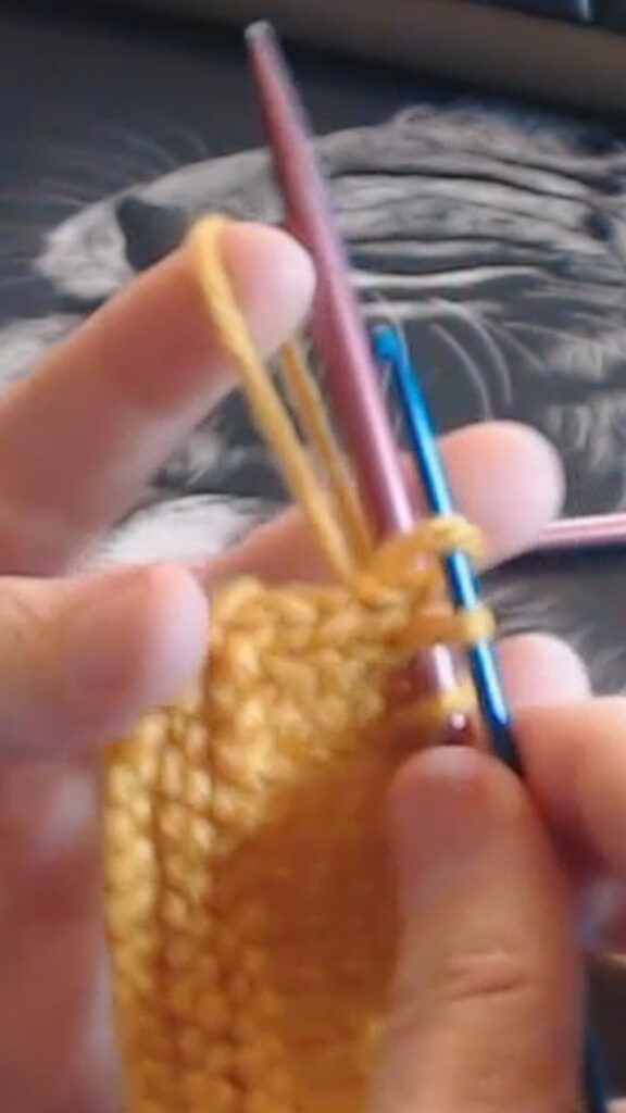 close up of dropped stitch repair