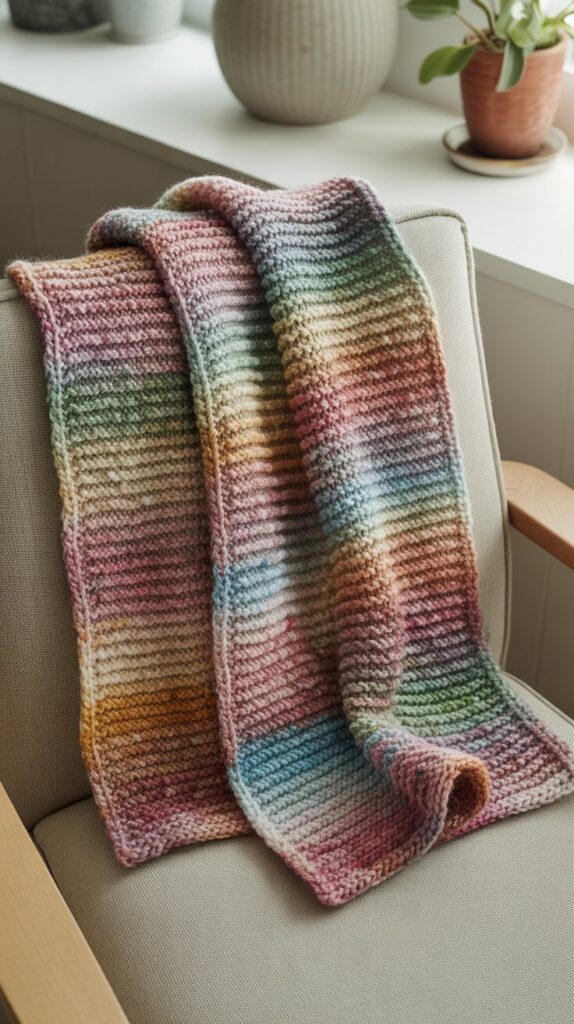 rainbow garter stitch blanket