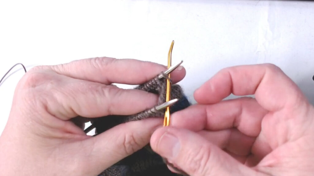 darning needle used on back loop
